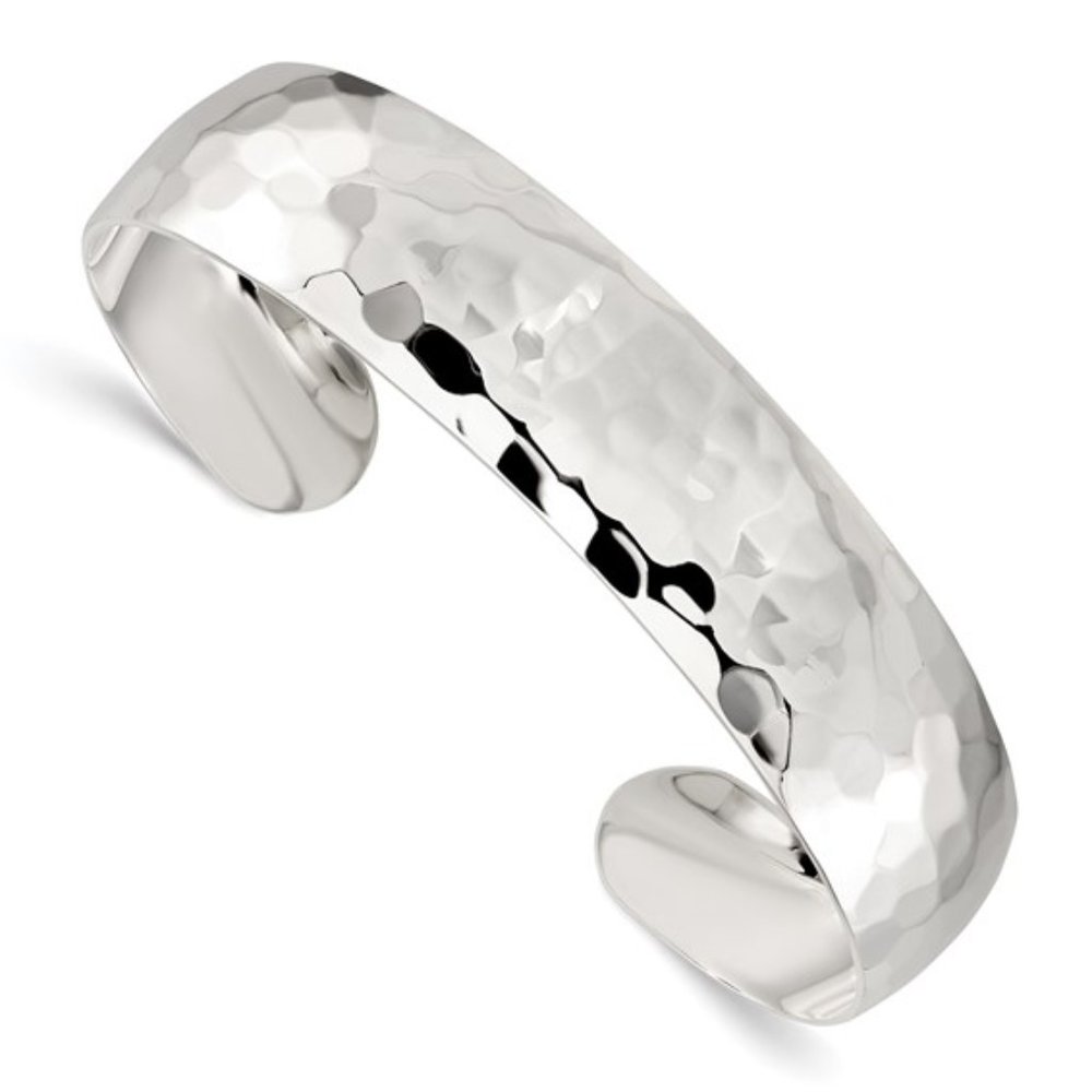 Sterling Silver Hammered cuff Bangle Bracelet